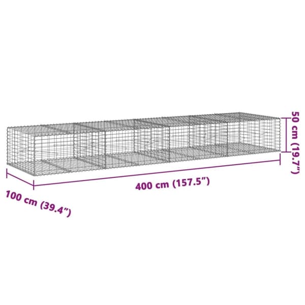 vidaXL Kivikori katolla 400x100x50 cm galvanoitu rauta
