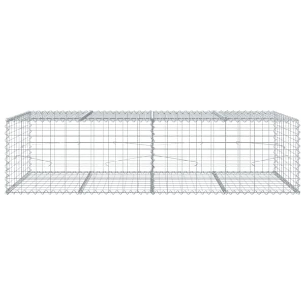 vidaXL gabionkurv med cover 200x100x50 cm galvaniseret jern
