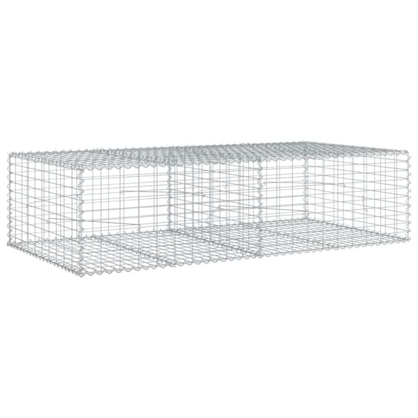 vidaXL gabionkurv med cover 200x100x50 cm galvaniseret jern