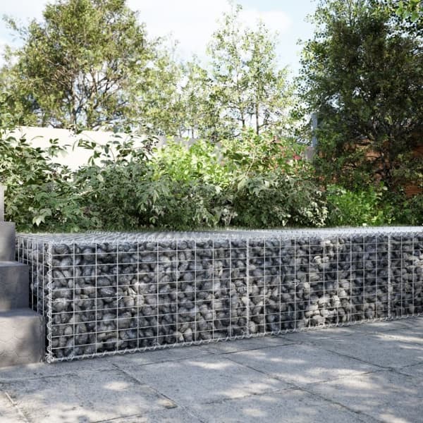 vidaXL gabionkurv med cover 200x100x50 cm galvaniseret jern