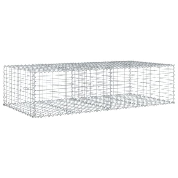 vidaXL gabionkurv med cover 200x100x50 cm galvaniseret jern