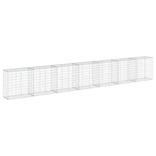 vidaXL gabionkurv med cover 700x50x100 cm galvaniseret jern