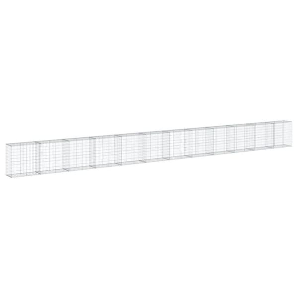 vidaXL gabionkurv med cover 1200x50x100 cm galvaniseret jern