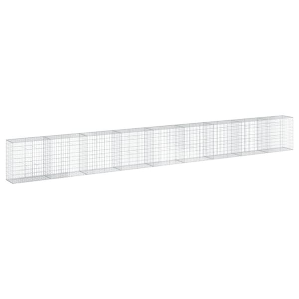 vidaXL gabionkurv med cover 900x50x100 cm galvaniseret jern