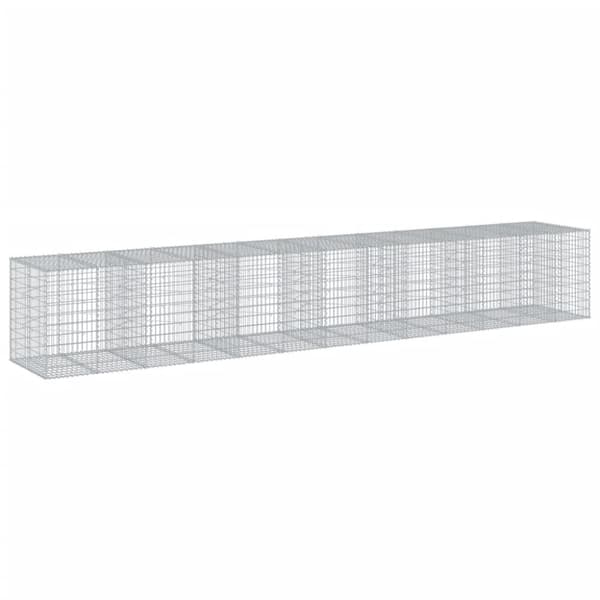 vidaXL gabionkurv med cover 650x100x100 cm galvaniseret jern