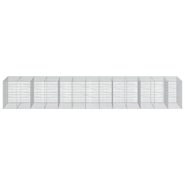vidaXL gabionkurv med cover 650x100x100 cm galvaniseret jern