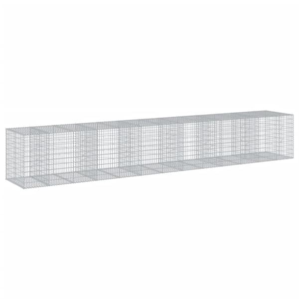 vidaXL gabionkurv med cover 650x100x100 cm galvaniseret jern