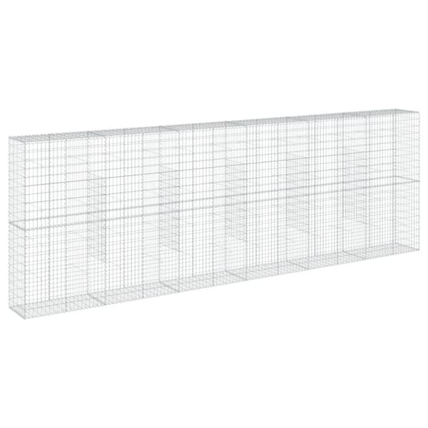 vidaXL gabionkurv med cover 600x50x200 cm galvaniseret jern