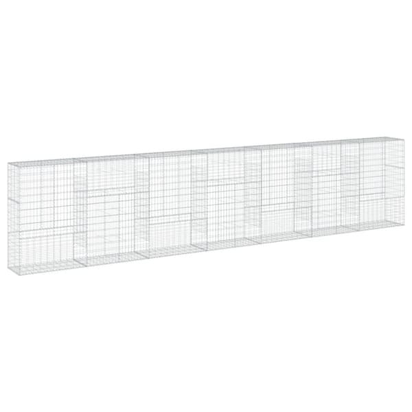 vidaXL gabionkurv med cover 700x50x150 cm galvaniseret jern