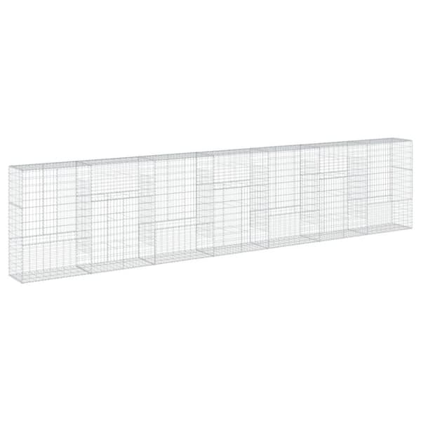 vidaXL gabionkurv med cover 700x50x150 cm galvaniseret jern