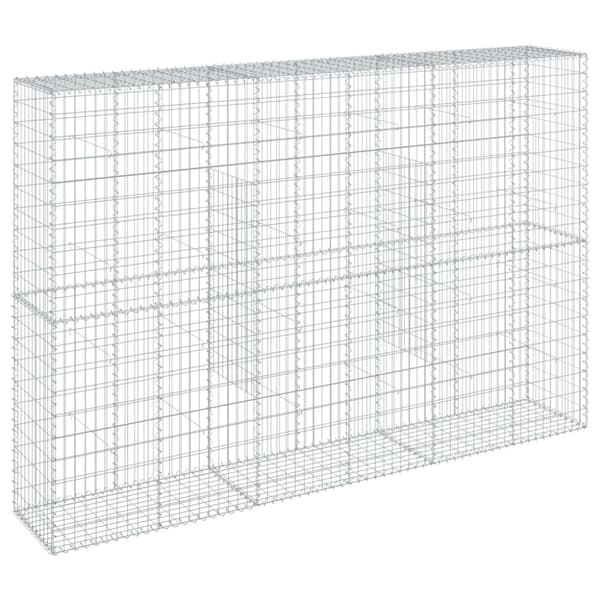 vidaXL gabionkurv med cover 300x50x200 cm galvaniseret jern
