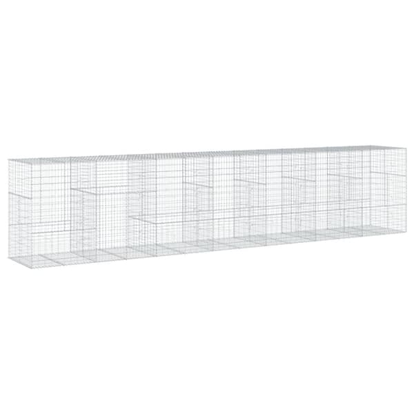 vidaXL Gabionkorg med skydd 700x100x150 cm galvaniserat järn