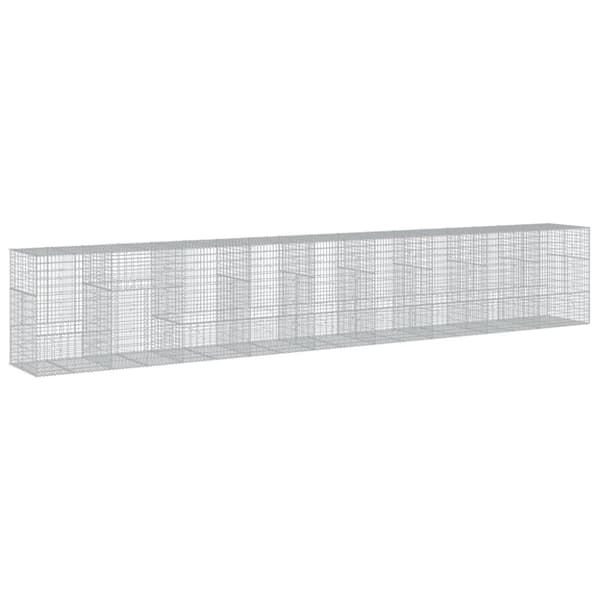vidaXL Gabionkorg med skydd 900x100x150 cm galvaniserat järn
