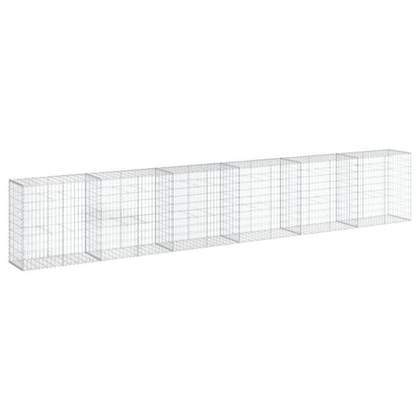 vidaXL Gabionkurv med deksel 600x50x100 cm galvanisert jern