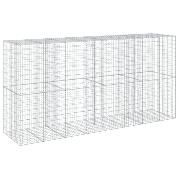 vidaXL Gabionkurv med deksel 400x100x200 cm galvanisert jern