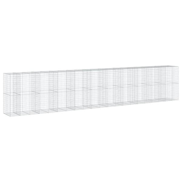 vidaXL gabionkurv med cover 1050x100x200 cm galvaniseret jern