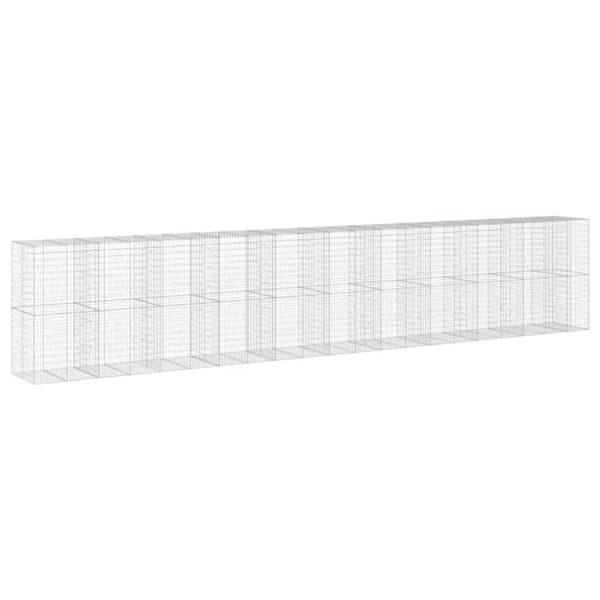 vidaXL gabionkurv med cover 1050x100x200 cm galvaniseret jern
