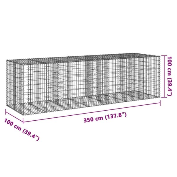 vidaXL Kivikori katolla 350x100x100 cm galvanoitu rauta