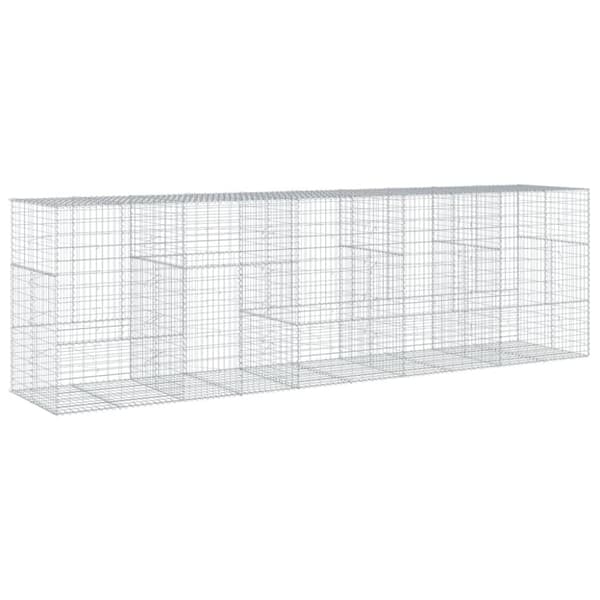 vidaXL gabionkurv med cover 500x100x150 cm galvaniseret jern