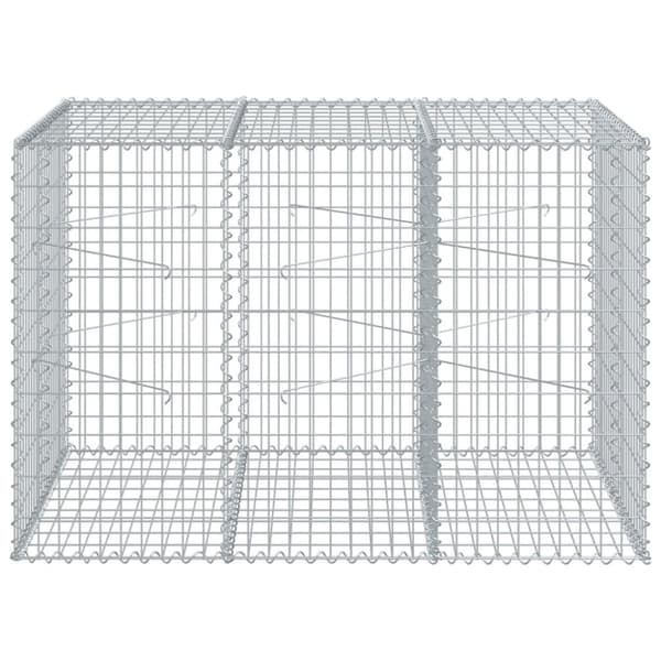 vidaXL gabionkurv med cover 150x100x100 cm galvaniseret jern