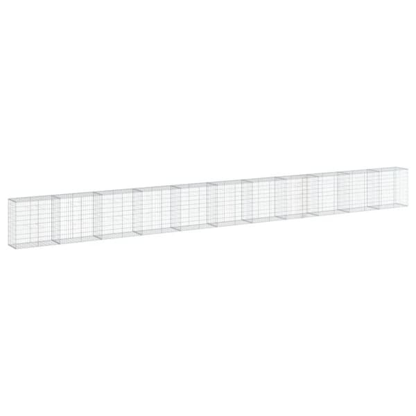 vidaXL gabionkurv med cover 1100x50x100 cm galvaniseret jern