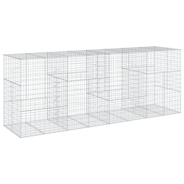 vidaXL gabionkurv med cover 400x100x150 cm galvaniseret jern