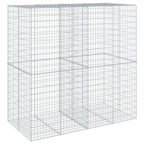 vidaXL gabionkurv med cover 200x100x200 cm galvaniseret jern