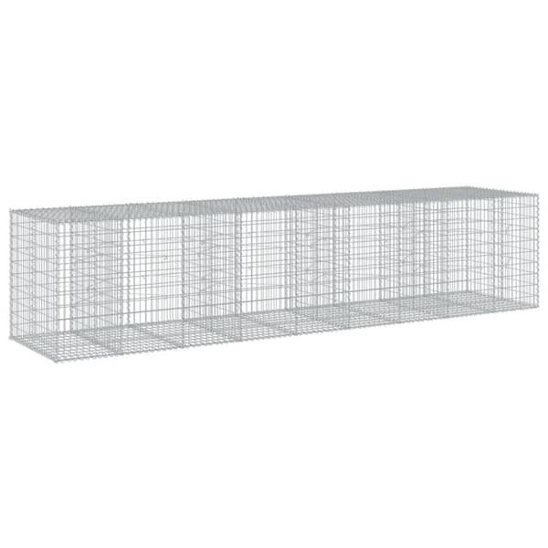 vidaXL Gabionkurv med deksel 450x100x100 cm galvanisert jern
