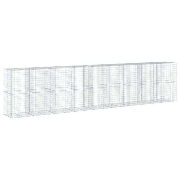 vidaXL Gabionkurv med deksel 900x100x200 cm galvanisert jern