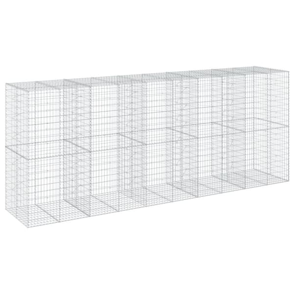 vidaXL Gabionkorg med skydd 500x100x200 cm galvaniserat järn