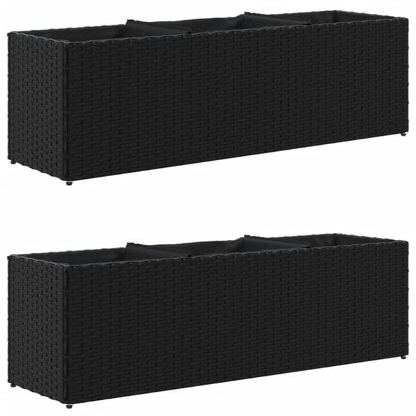 vidaXL Odlingslådor med 3 krukor 2 st svart 105x30x32 cm konstrotting