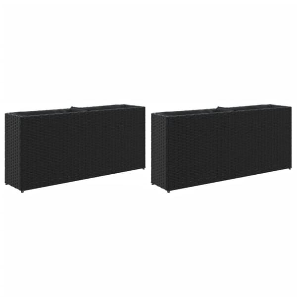 vidaXL Plantekasser med 2 potter 2 stk svart 90x20x40 cm polyrotting
