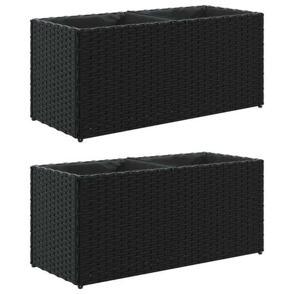 vidaXL Odlingslådor med 2 krukor 2 st svart 72x30x32 cm konstrotting