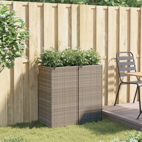 vidaXL plantekasser 2 stk. 40x40x80 cm polyrattan grå