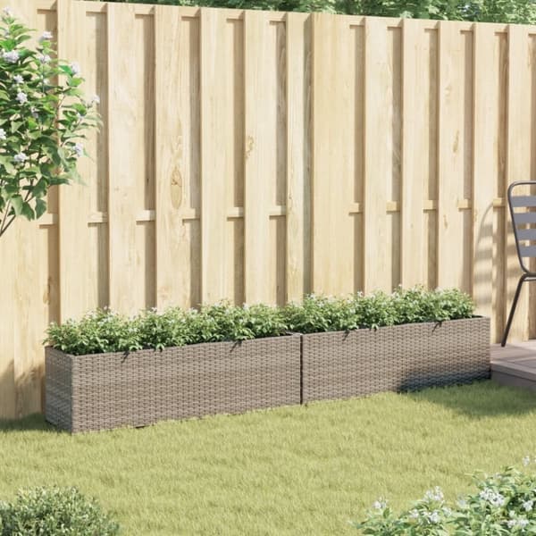 vidaXL plantekasser 2 stk. med 3 potter 105x30x32 cm polyrattan grå