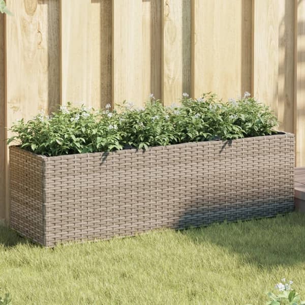 vidaXL plantekasser 2 stk. med 3 potter 105x30x32 cm polyrattan grå