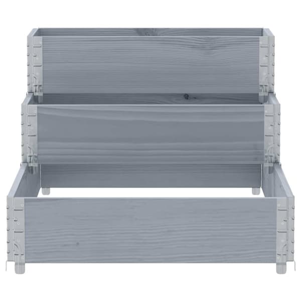 vidaXL 3-tasoinen Korotettu kukkalaatikko harmaa 120x80 cm täysi mänty