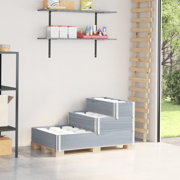 vidaXL 3-tasoinen Korotettu kukkalaatikko harmaa 120x80 cm täysi mänty