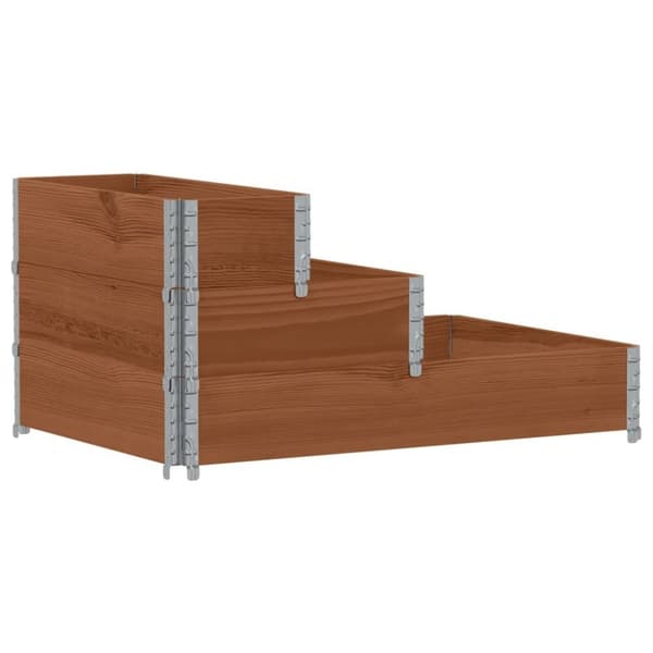 vidaXL Pallkrage 3 nivåer brun 120x80 cm massiv furu