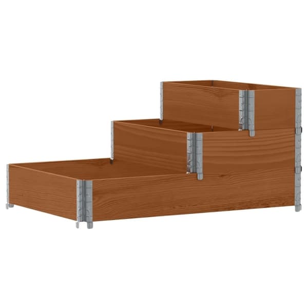 vidaXL Pallkrage 3 nivåer brun 120x80 cm massiv furu
