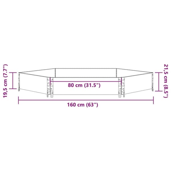 vidaXL højbed 160x160 cm massivt fyrretræ sekskantet grå