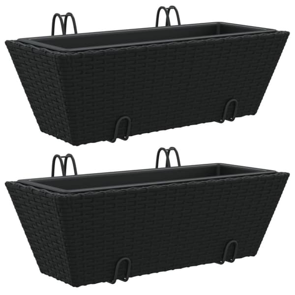 vidaXL plantekasser med kroge 2 stk. polyrattan sort