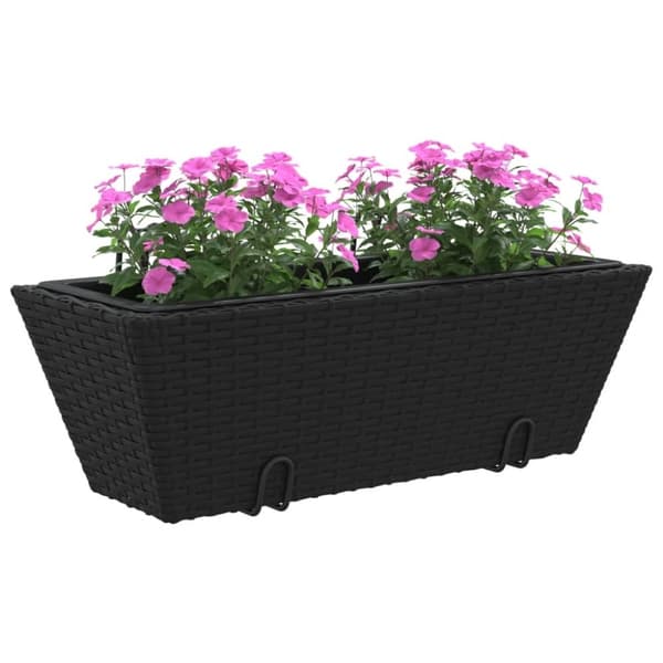 vidaXL plantekasser med kroge 2 stk. polyrattan sort