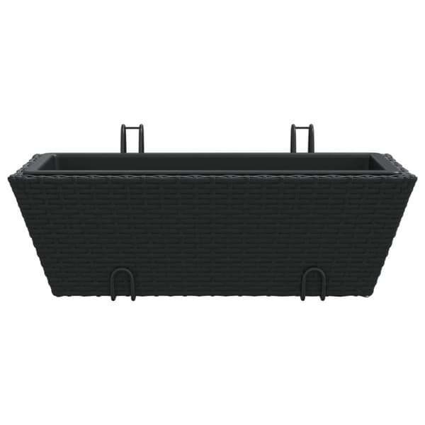vidaXL plantekasser med kroge 2 stk. polyrattan sort
