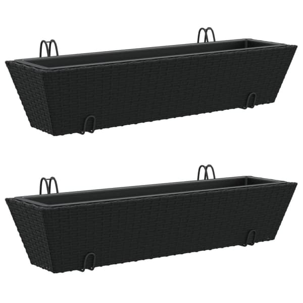 vidaXL plantekasser med kroge 2 stk. polyrattan sort