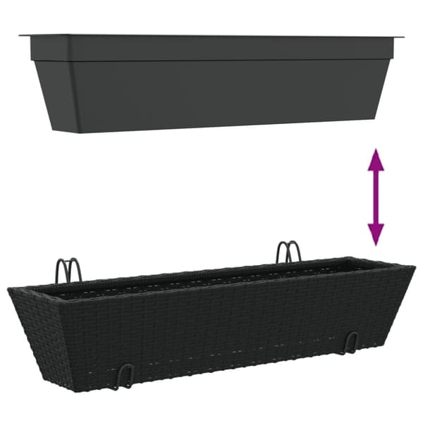 vidaXL plantekasser med kroge 2 stk. polyrattan sort