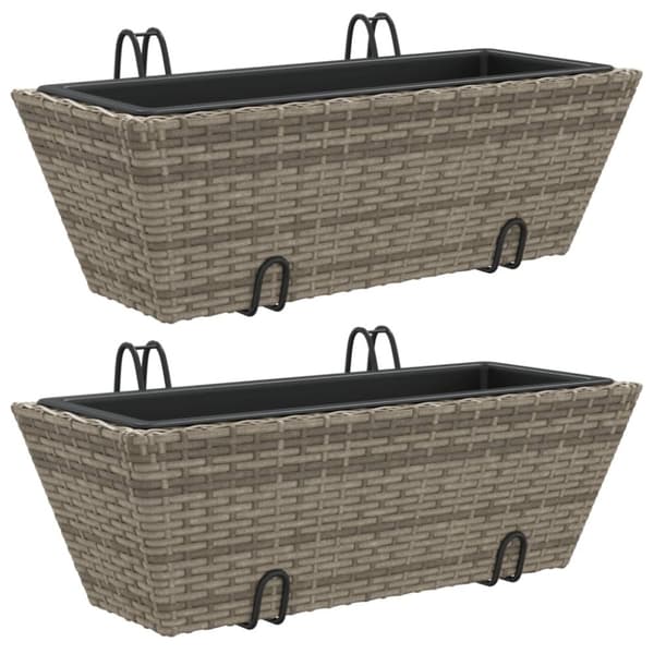 vidaXL plantekasser med kroge 2 stk. polyrattan grå