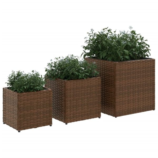 vidaXL plantekasser 3 stk. polyrattan brun