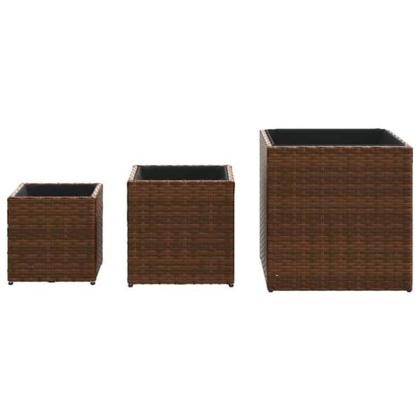 vidaXL plantekasser 3 stk. polyrattan brun