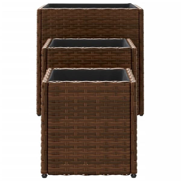 vidaXL plantekasser 3 stk. polyrattan brun
